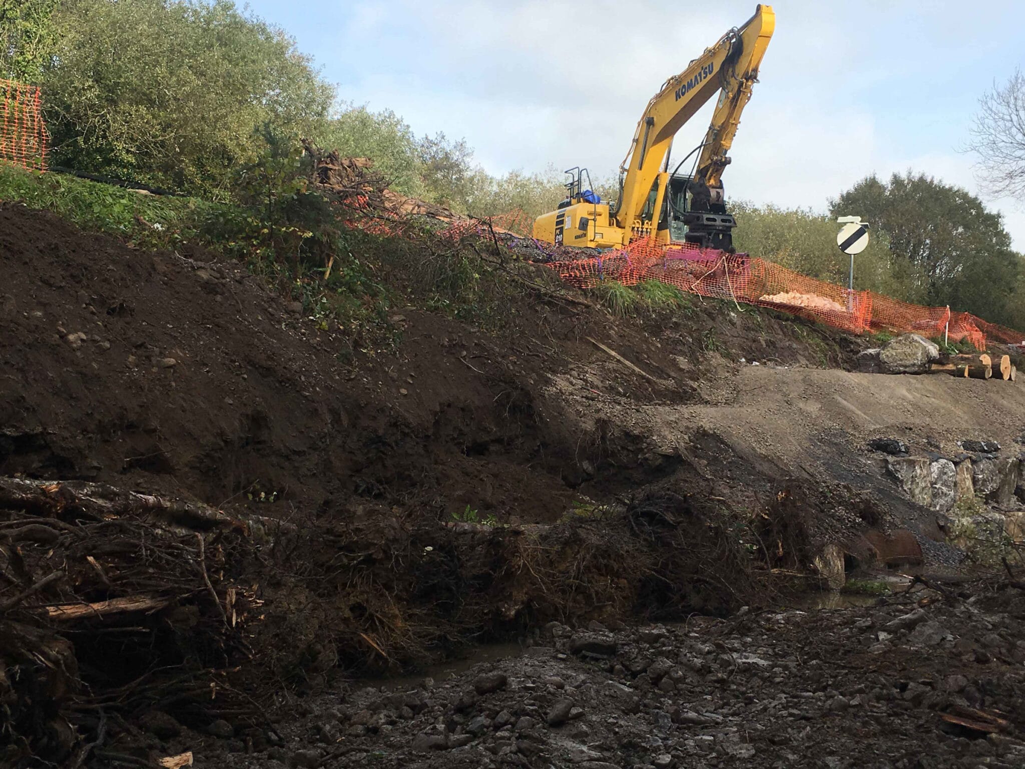 Works were required to control erosion and prevent damage to critical highway infrastructure. 