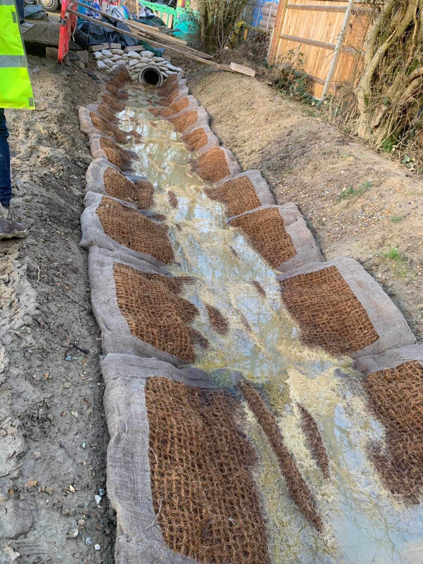 Silt Mat™ trapping silt in ditch